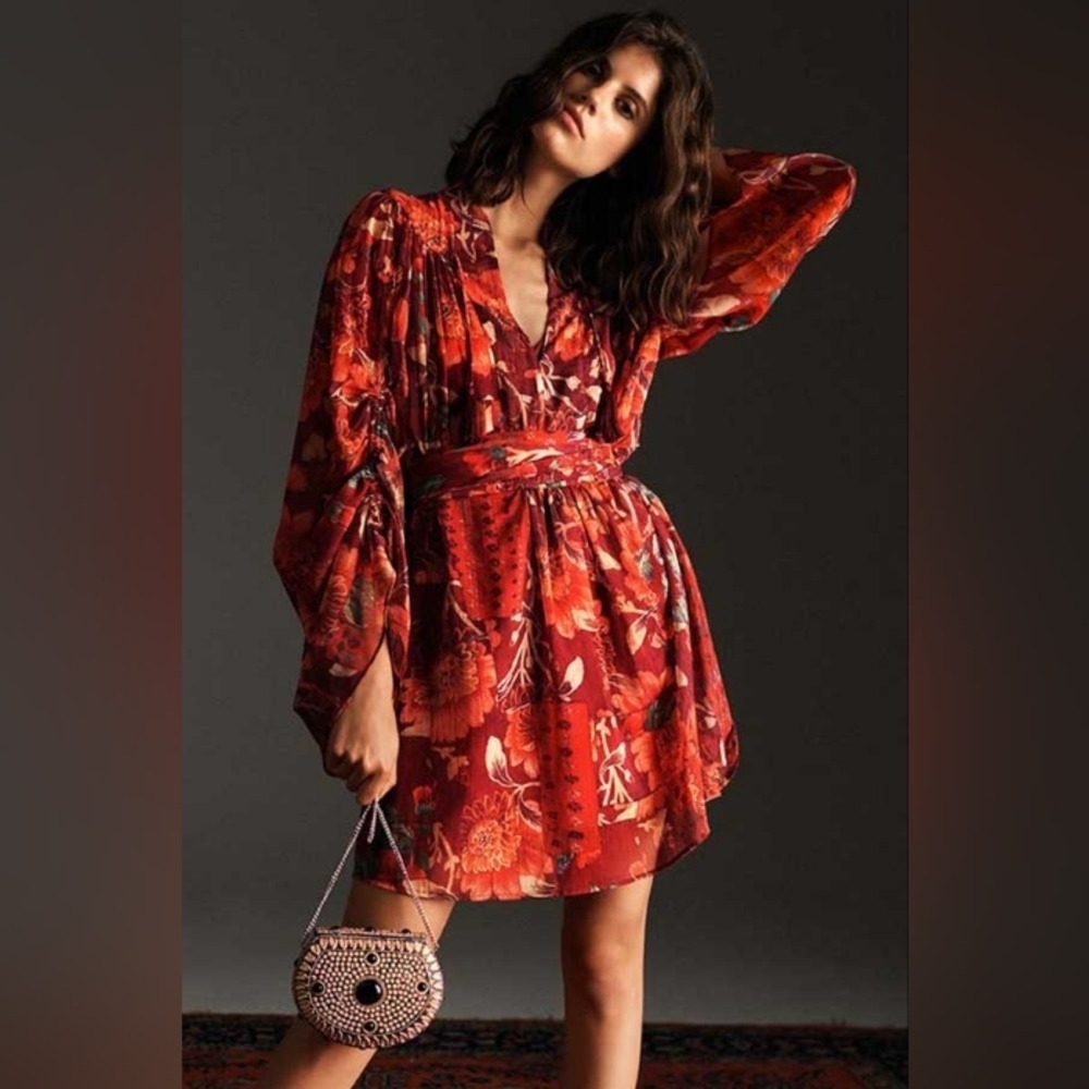 Topshop Floral Red Dress